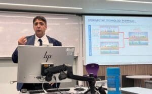 Talat Azad speaking at Teesside University